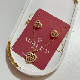 Conjunto Coração Cravejado