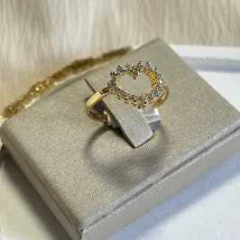 Anel Coração com Zircônia