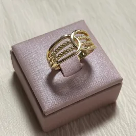 Anel Duplo Liso e Vazado