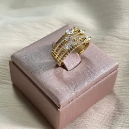 Anel Quadruplo Cravejado com Zircônias Ovais