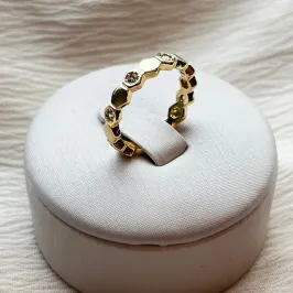 Anel Losângos Cravejado