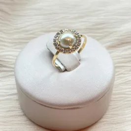 Anel Pérola com Zircônias