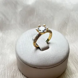 Anel Solitário Cravejado