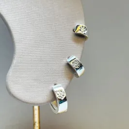 Trio Argolinha Coração com Zircônia