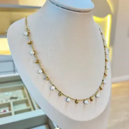 Choker pérola e bolinha
