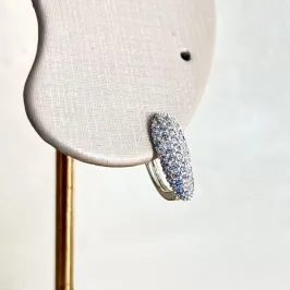 Brinco Argolinha Oval Cravejada