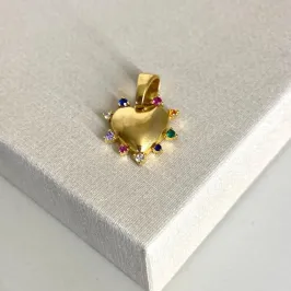 Pingente Coração Zircônias Color