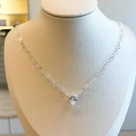 Colar Corações com Gota em Zircônia