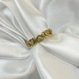 Anel Corações com Zircônia