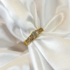 Anel Cravejado Redondo e Filet