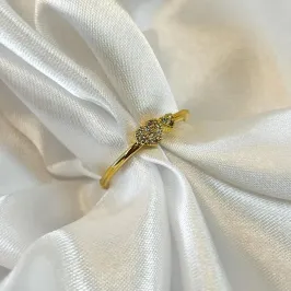 Anel Dois Corações Cravejados