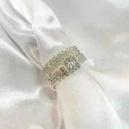 Anel Duplo Solitário Pontilhado