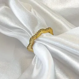 Anel Ondulado Cravejado