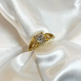 Anel Solitário Cravejado