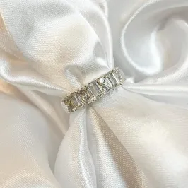 Anel Zircônias Baguete