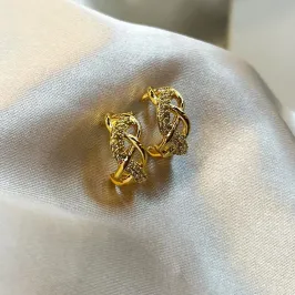 Brinco Argolinha Entrelaçada Cravejada