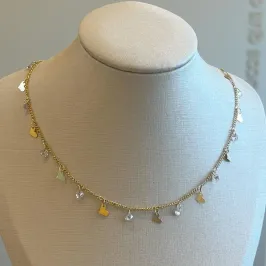 Colar Zircônias e Corações