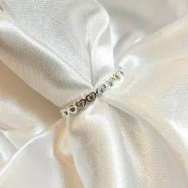 Anel Metade Corações com Zircônia