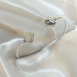 Bracelete Coração Liso e Cravejado