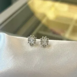 Brinco Flor com Zircônia Retângular