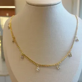 Colar Zircônias Penduradas