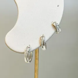 Trio Argolinha Diagonal Cravejada