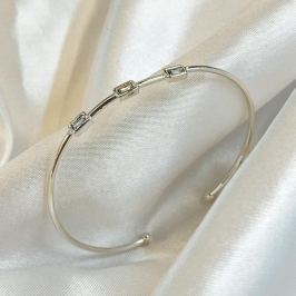 Bracelete Três Zircônias Retângulares