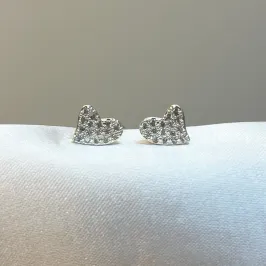 Brinco Coração Orgânico Cravejado