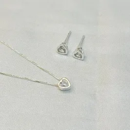 Conjunto Coração Zircônia Borda Lisa