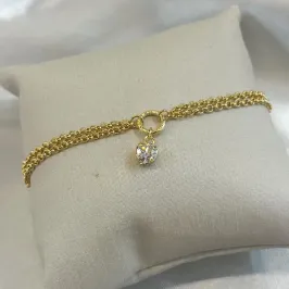 Pulseira Elo Portugues Coração Zircônia