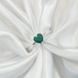 Anel Coração Zircônia Verde