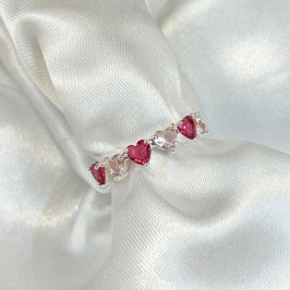 Anel Corações Rosas