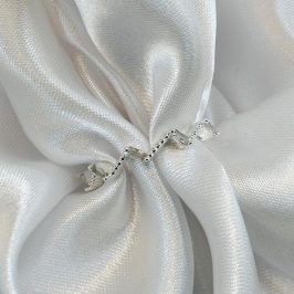 Anel ZigZag Baguete e Bolinhas