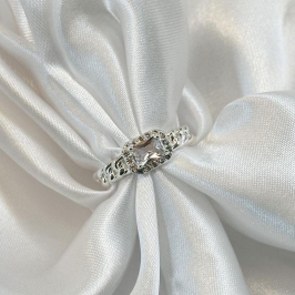 Anel Zircônia Retângular Aro Trançado