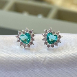 Brinco Coração Verde Agua