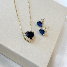 Conjunto Coração Azul Marinho