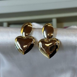 Brinco Coração Liso Pendurado