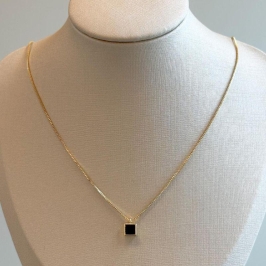 Colar Quadrado Zircônia Preta