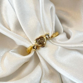 Anel Coração Zircônia com Detalhe Aro