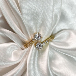 Anel Duas Zircônias Cravejado