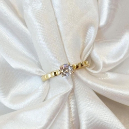 Anel Solitário Aro Abaulado