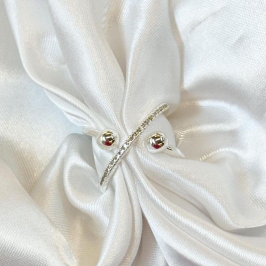 Anel X Cravejado e Esfera Lisa