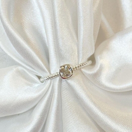 Anel Zircônia Quadrada Aro Bolinhas