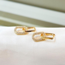 Brinco Argolinha Dois Elos Liso e Cravejado