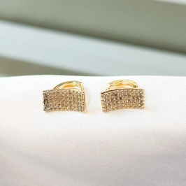 Brinco Argolinha Meia Volta Cravejado