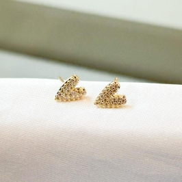 Brinco Coração Esticadinho Cravejado