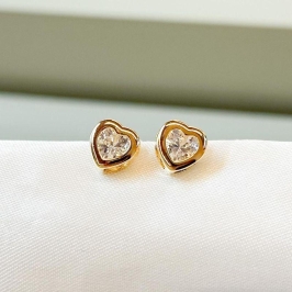 Brinco Coração Zircônia Borda Lisa