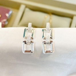 Brinco Dois Elos Lisos Dois Cravejados