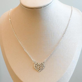 Colar Coração Folhagem