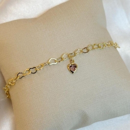 Pulseira Elo Coração com Pingente